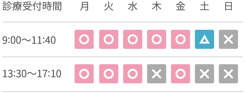診療時間のご案内